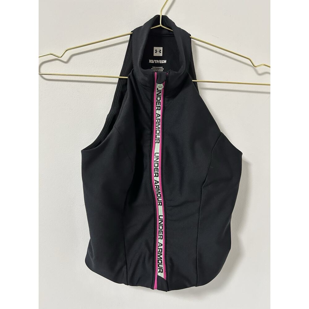 Under Armour Womens‎ Crop Top Summit Full Zip Mock Neck XS Black